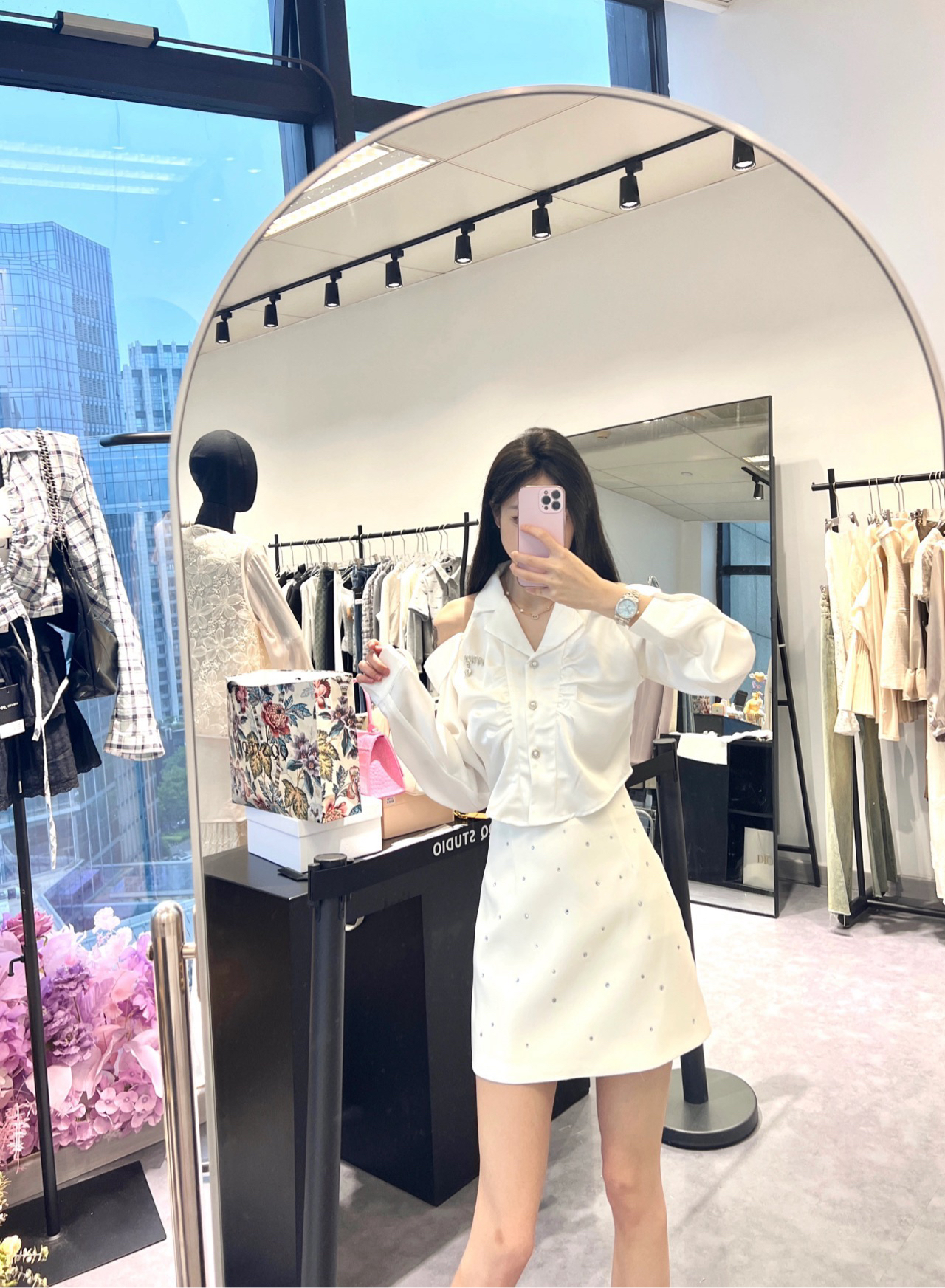 miumiu 缪缪 粉色水钻半身裙 36码 全新带吊 001114