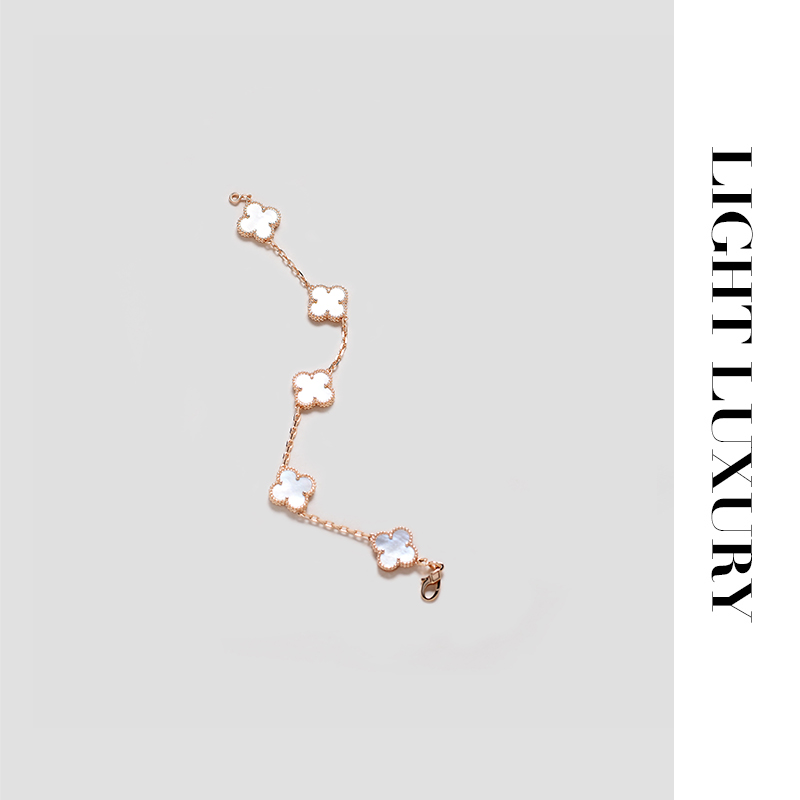 合成金属贝壳手链 336149 【V金工艺】 白贝 四叶花 手链女