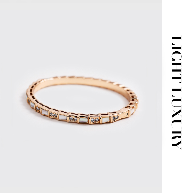 铜合金合成锆石手镯 963204手镯经典镶钻 女 蛇骨手环 白贝