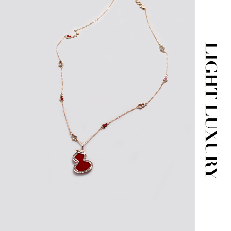 铜合金合成锆石项链 264 CNC工艺葫芦项链 红色 女 外衣链