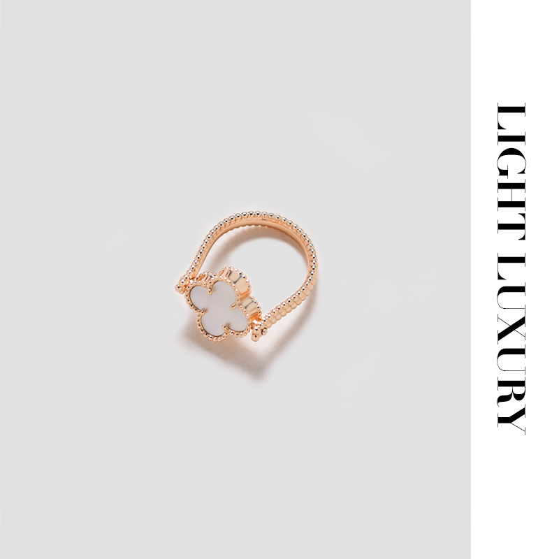 合金贝壳戒指 066 【V金工艺】 四叶花戒指 女 转动