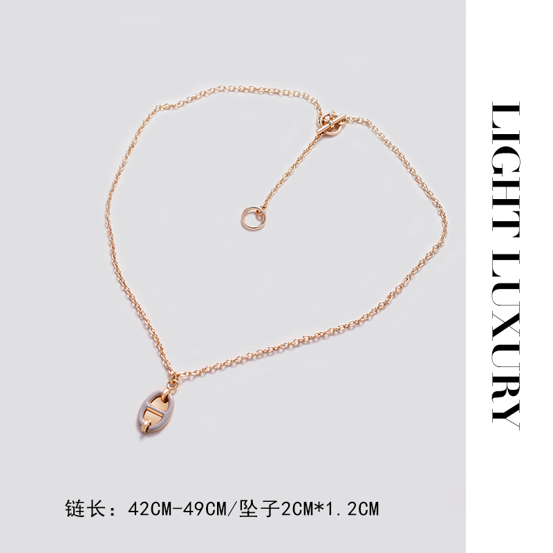 合金项链 281 (V金工艺）猪鼻子项链耳钉 大象灰 女 轻奢