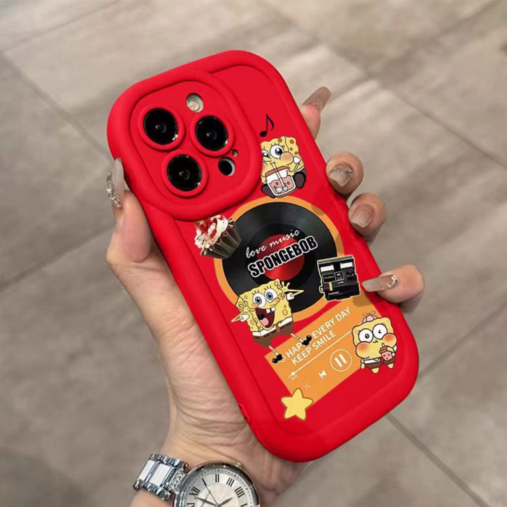 海绵唱片适用苹果15pro14手机壳iphone13/12女11华为vivo小米oppo