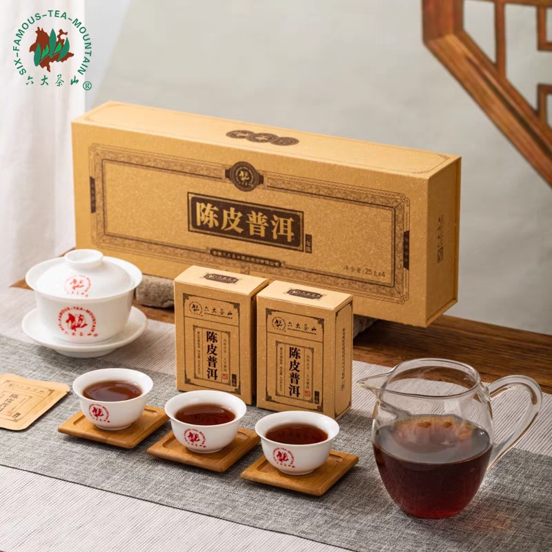 六大茶山 2022年陈皮普洱熟茶薄片商务装 三年陈100克装