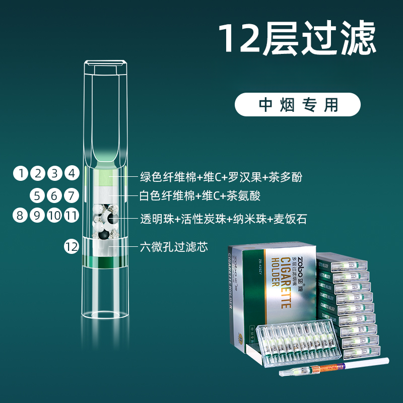 Zobo/正牌烟嘴一次性(中支)专用12重过滤吸附焦油男女通用过滤器