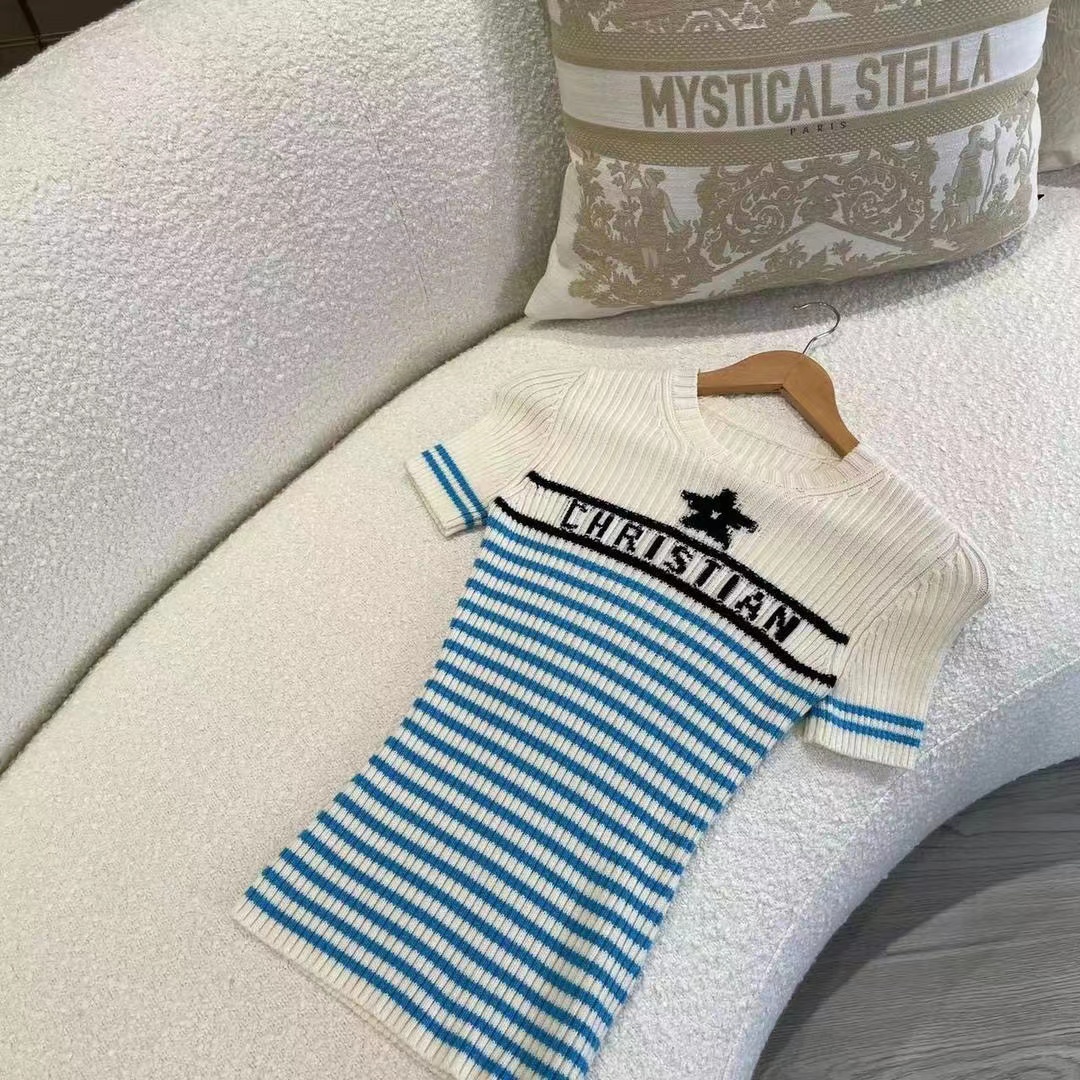 【卡娜迪】海军风幸运五角星条纹毛衣 K0099