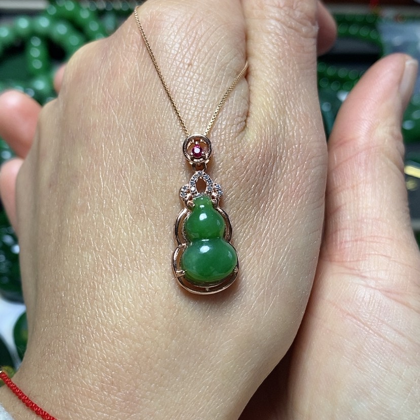 【闪购商品】和田玉吊坠银S925镀金镶嵌