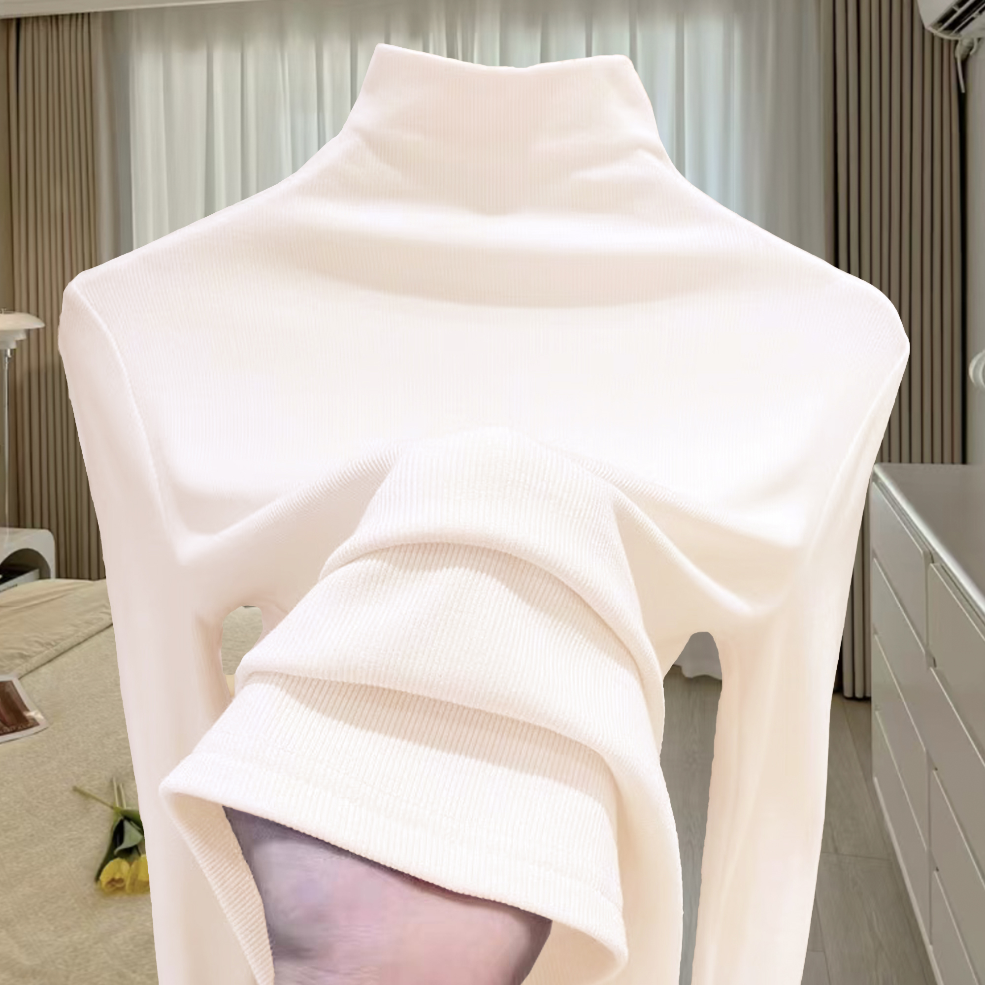 网红高级感半高领螺纹秋冬季时尚打底衫外穿内搭百搭修身春秋t恤