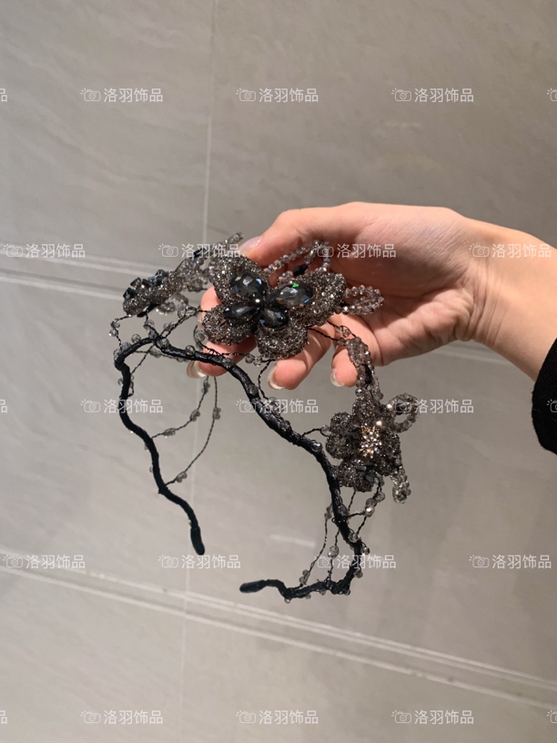 【暮色魅影】手工铜丝编织复古蝴蝶水晶小众轻奢气质发箍发饰