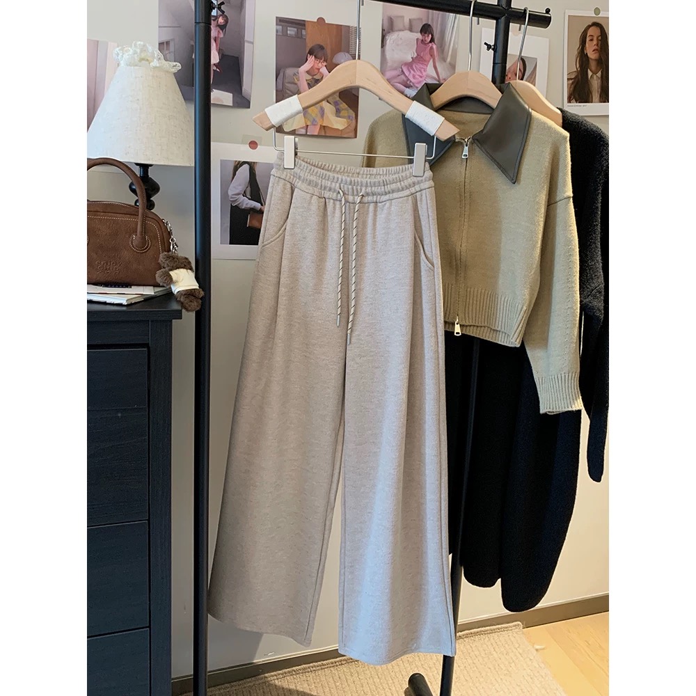 【三台恒宣】C54863时尚舒适宽松长裤柔软面料松紧腰带阔腿裤高腰休