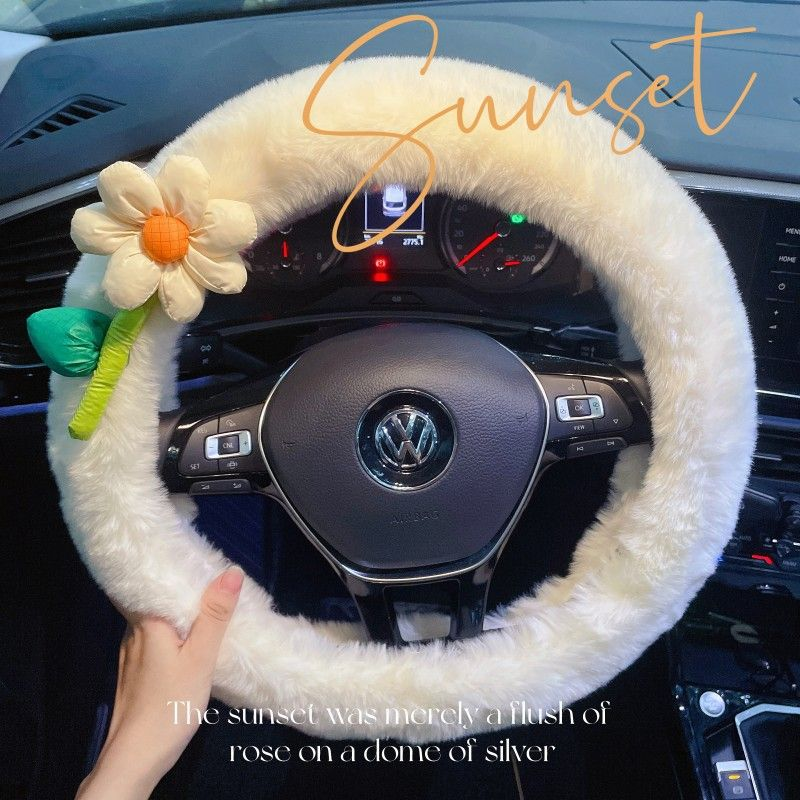 汽车冬季方向盘套网红可爱毛绒女款卡通濑兔毛冬天保暖装饰车把套