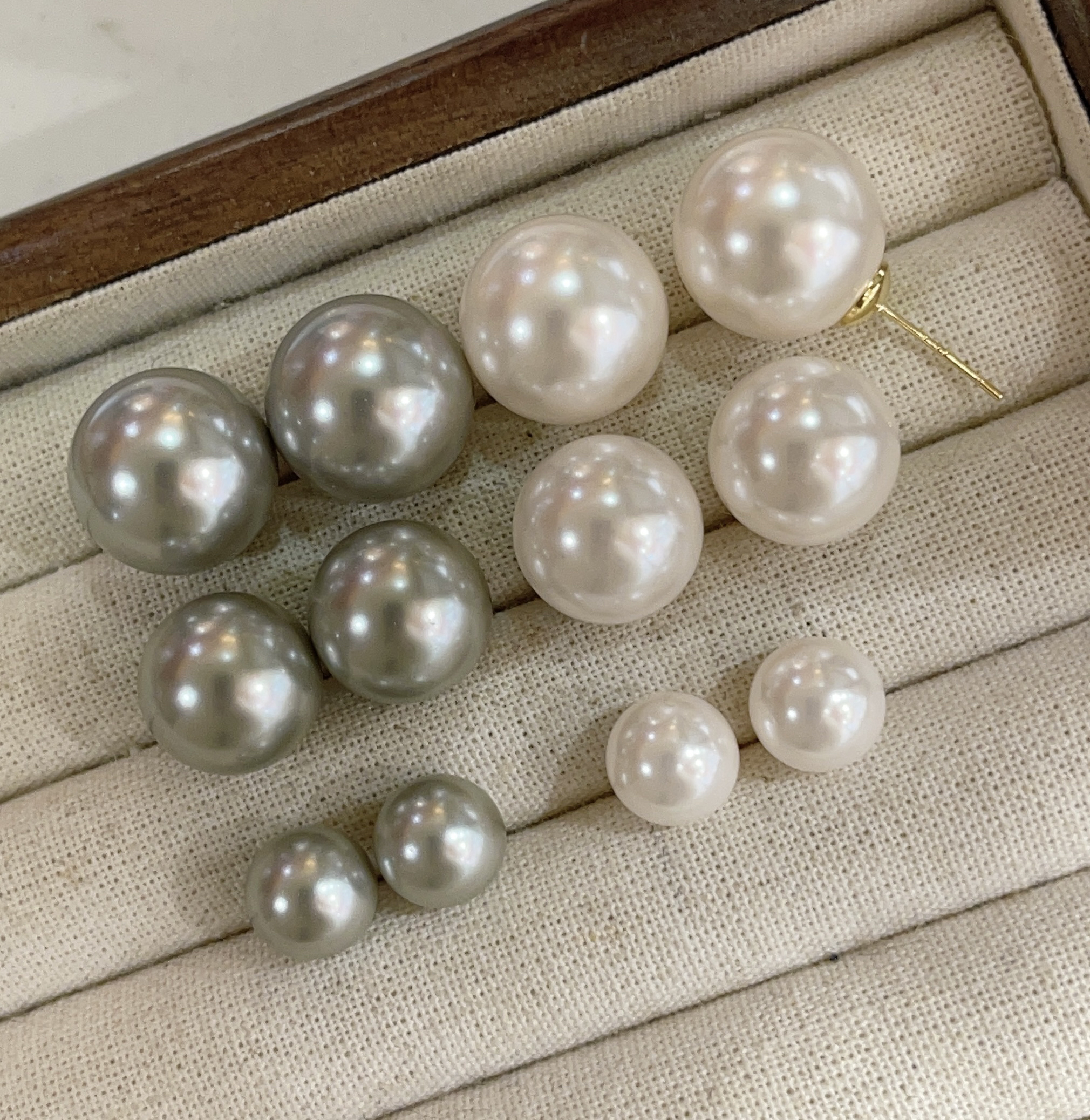 铜合金仿珍珠耳饰 洛.经典素珠珠整颗圆珠日常百搭