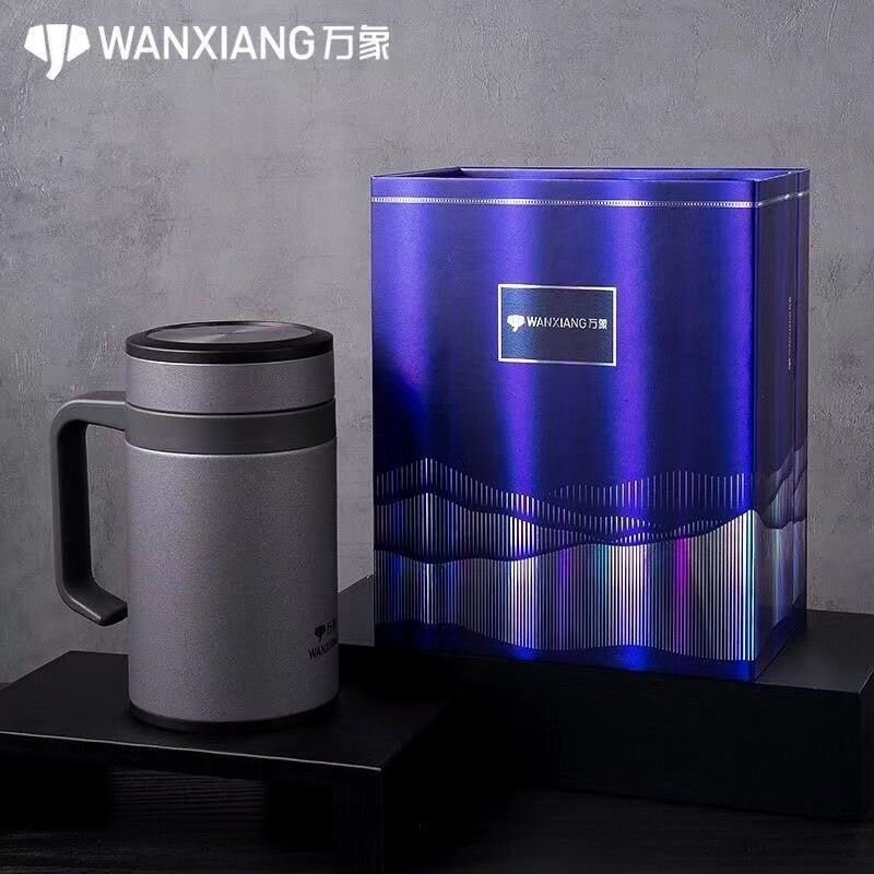 万象高档保温杯男士女家用带手柄泡茶杯子316不锈钢大容量喝水杯