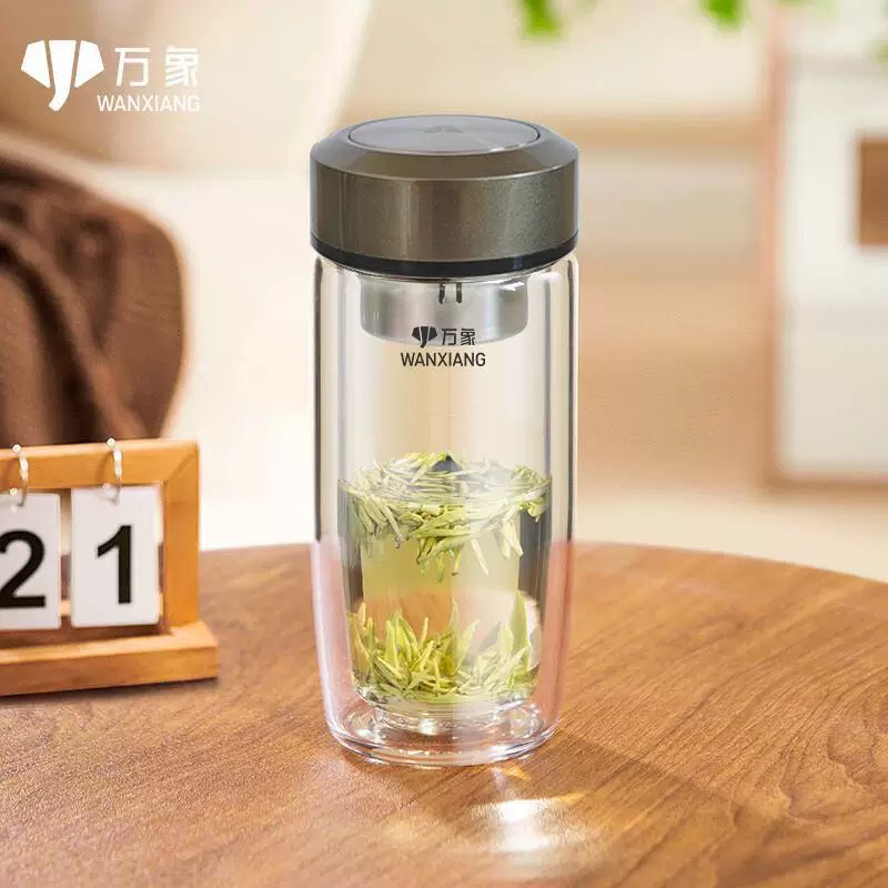 万象高档单层双层玻璃杯男女士水杯茶杯时空知了鹅蛋杯水杯茶杯车