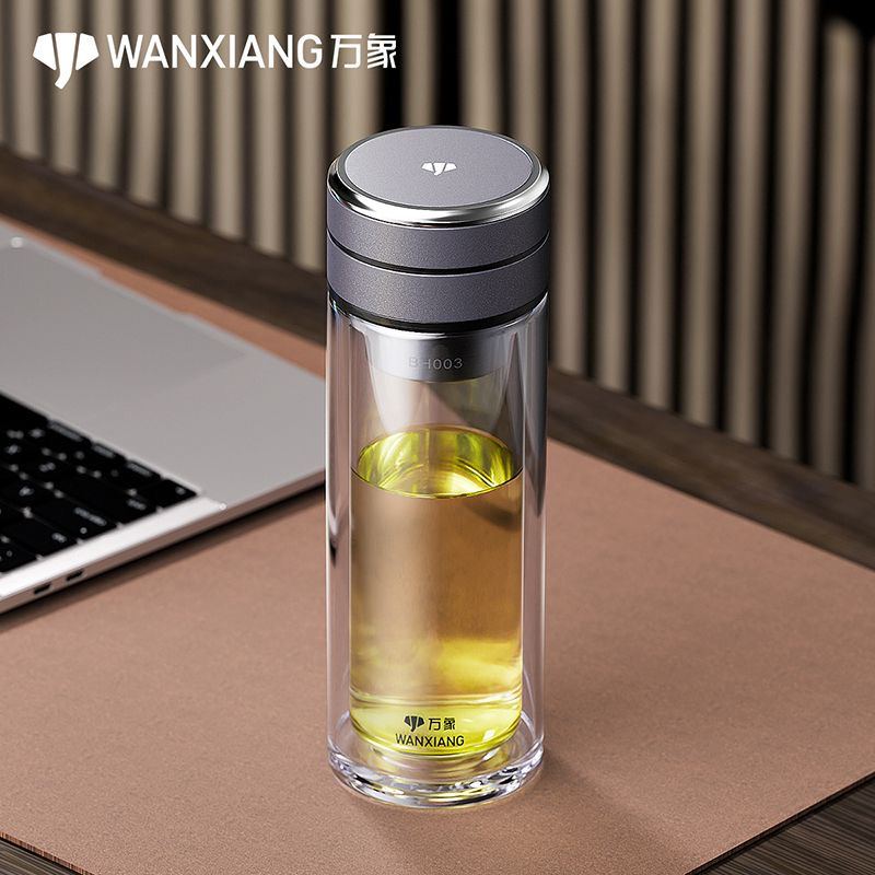 茶水分离杯单双层玻璃杯男女士泡茶家用口杯水杯高档带盖耐热泡茶