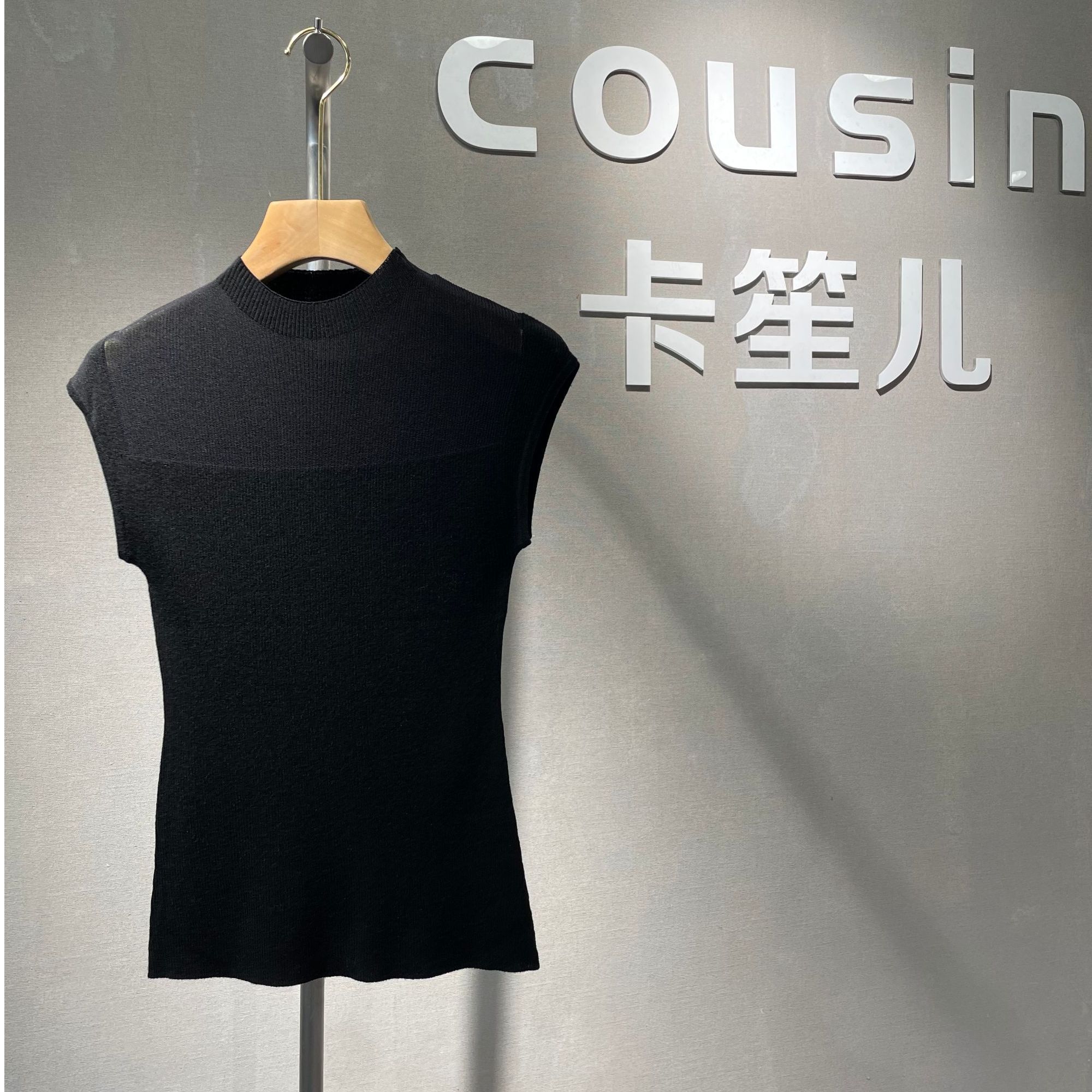 Cousin|新款【蚕丝羊绒】圆领小飞袖半透性感纯色百搭气质针织衫222