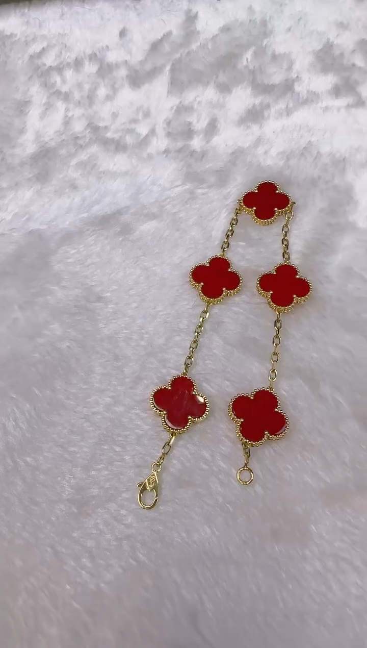 【闪购商品】玛瑙/玉髓耳钉18K金镶嵌18k金1.1红玛瑙手链