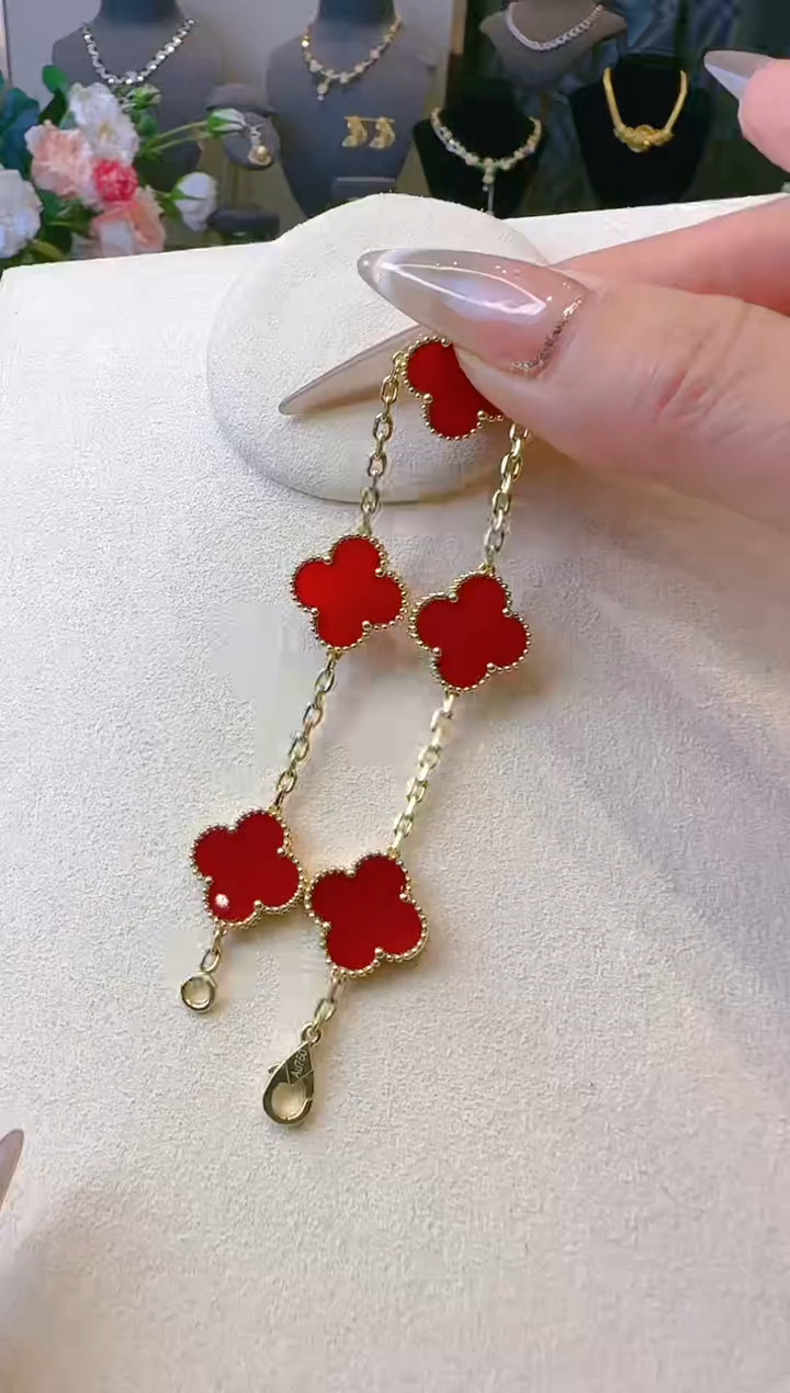 【闪购商品】玛瑙/玉髓手链18K金镶嵌 18k金1.1红玛瑙手链
