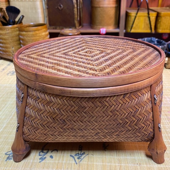 竹编寒山收纳盒，手工制作