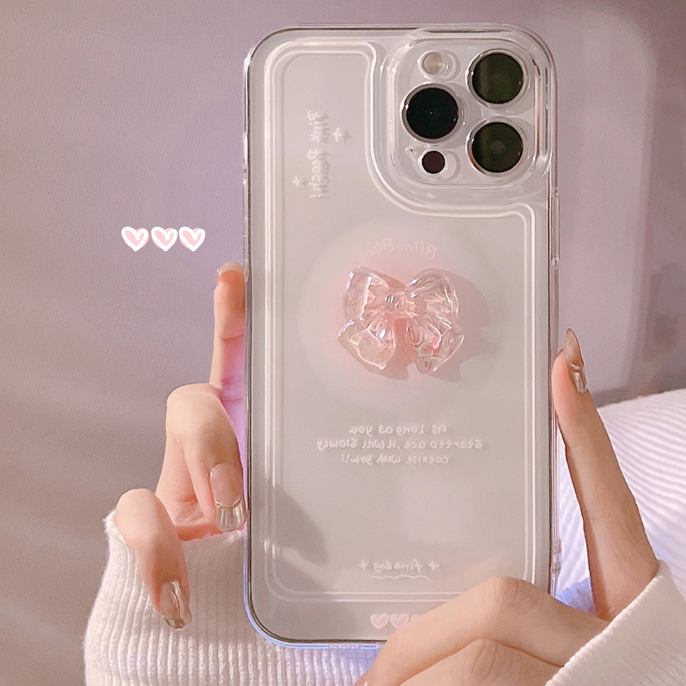 7号适用苹果13华为iPhone手机壳15promax蝴蝶结立体水晶透明可爱4