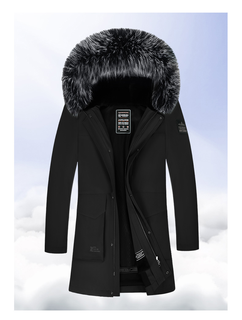 制裘匠239男士加绒连帽加厚秋冬季大毛领保暖派克男士皮草派克服