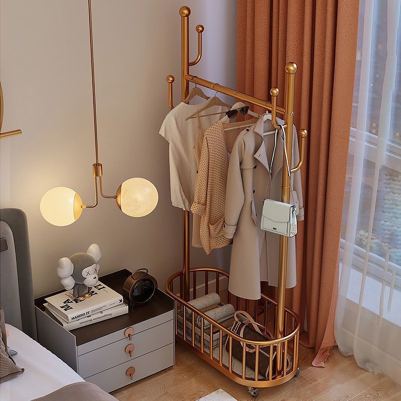 挂衣服架子卧室网红落地衣架带轮可移动衣帽架家用高档落地挂衣架