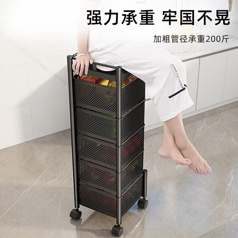 可旋转厨房置物架免安装落地多层蔬菜架家用多功能放水果零食架子