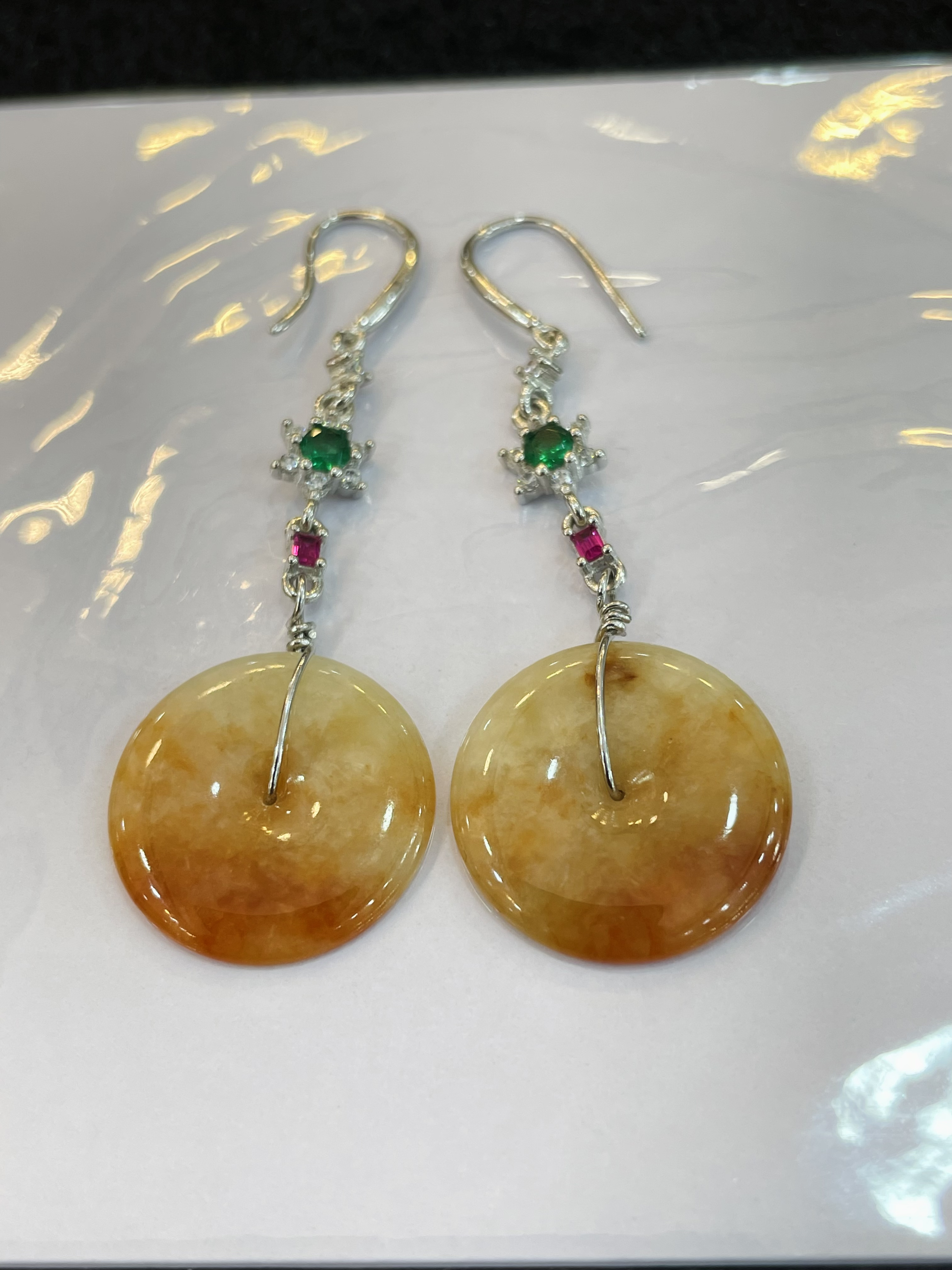 中国风怀古红翡耳环，气质，百搭