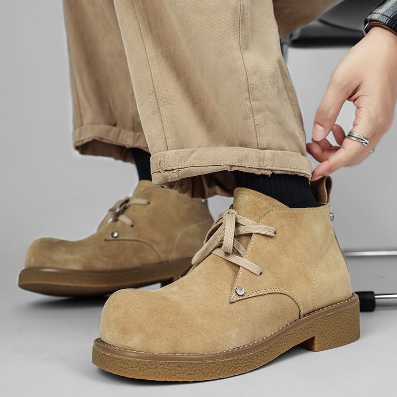 高帮马丁靴男款2024新款德比鞋切尔西工装鞋伞兵沙漠靴中帮德比鞋