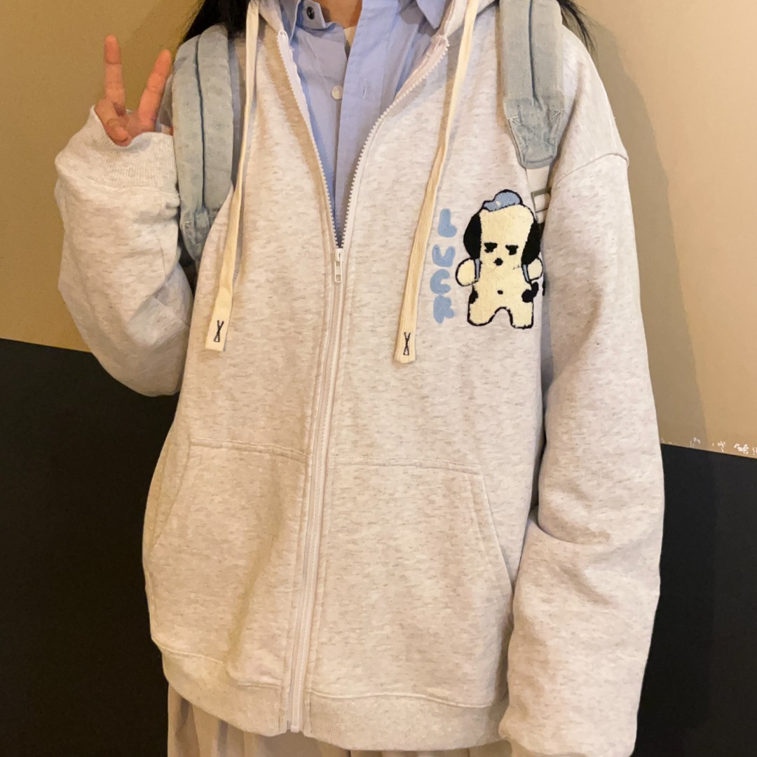 不开心的上学小狗开衫卫衣外套【380克重】