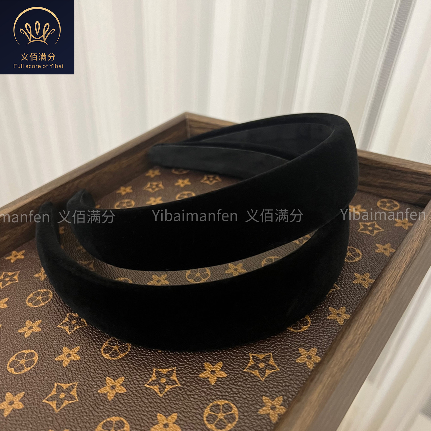 义佰满分高定版黑色丝绒发箍法式安格拉红百搭头箍纯色优雅发箍