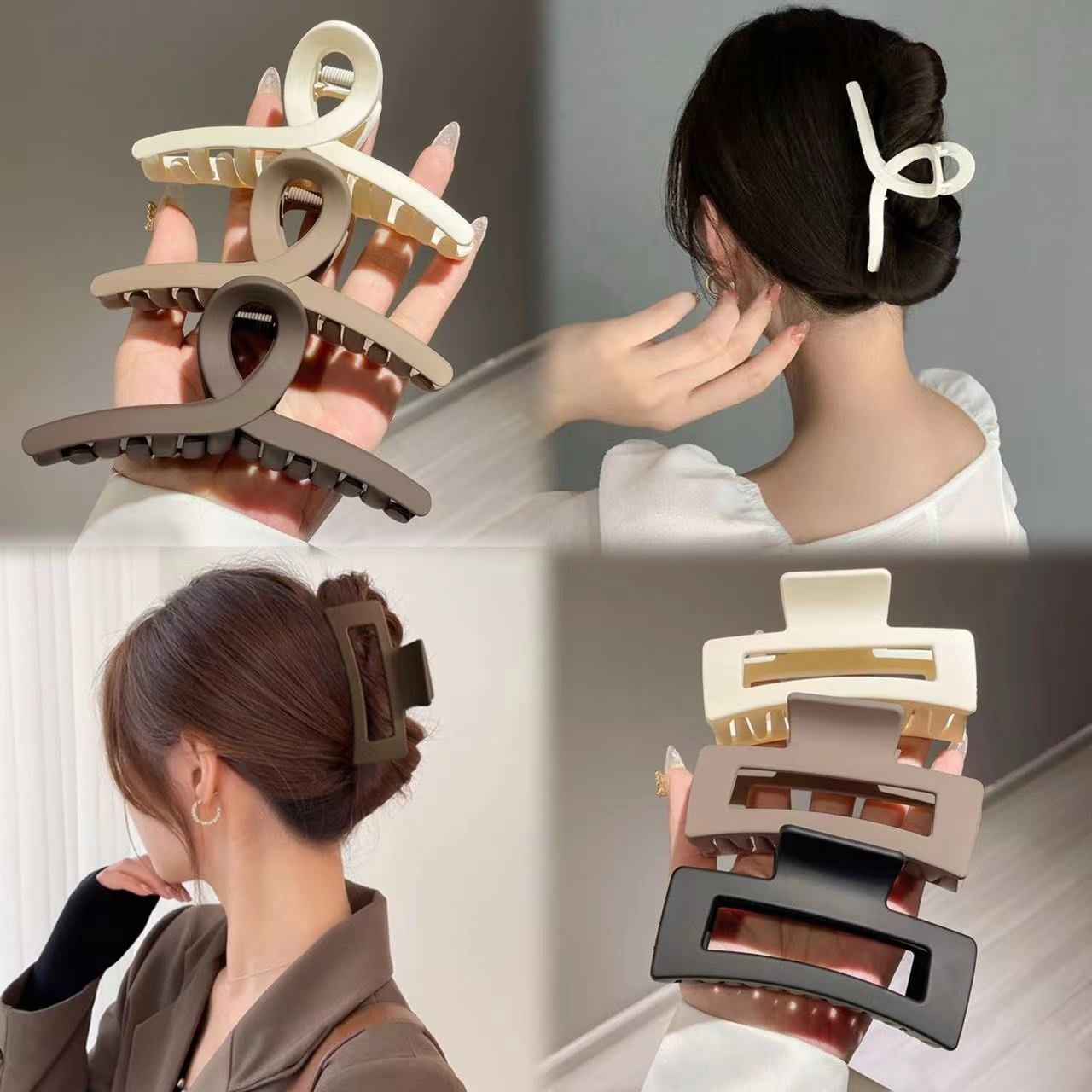 义佰满分3个优雅简约磨砂大抓夹百搭时尚气质鲨鱼夹子后脑勺抓夹