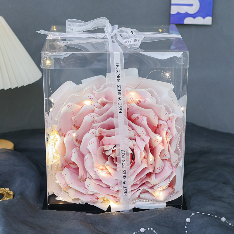 浪漫diy透明礼盒土豪花发财花束手工自制材料套装生日礼物送女友
