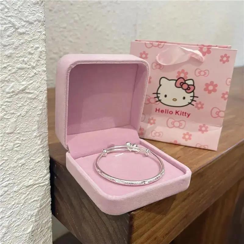 足银手镯  老凰样纯银手镯女9999实心推拉足银镯四叶草简约年轻