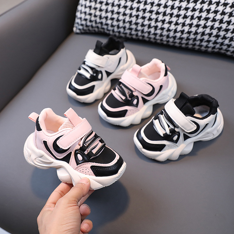 秋季新款1-5岁3儿童运动鞋皮面单鞋男童老爹鞋女宝宝小白鞋跑步鞋