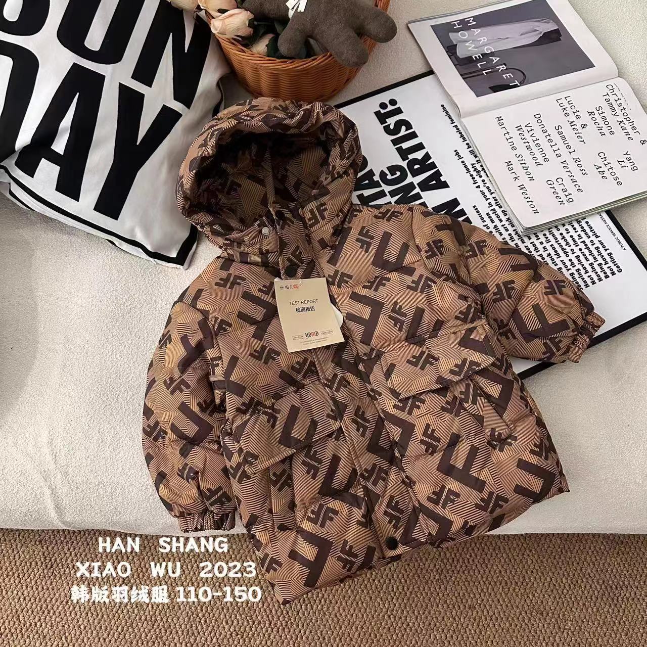 多色羽绒服2023新款韩版连帽加厚白鸭绒冬款满印保暖811