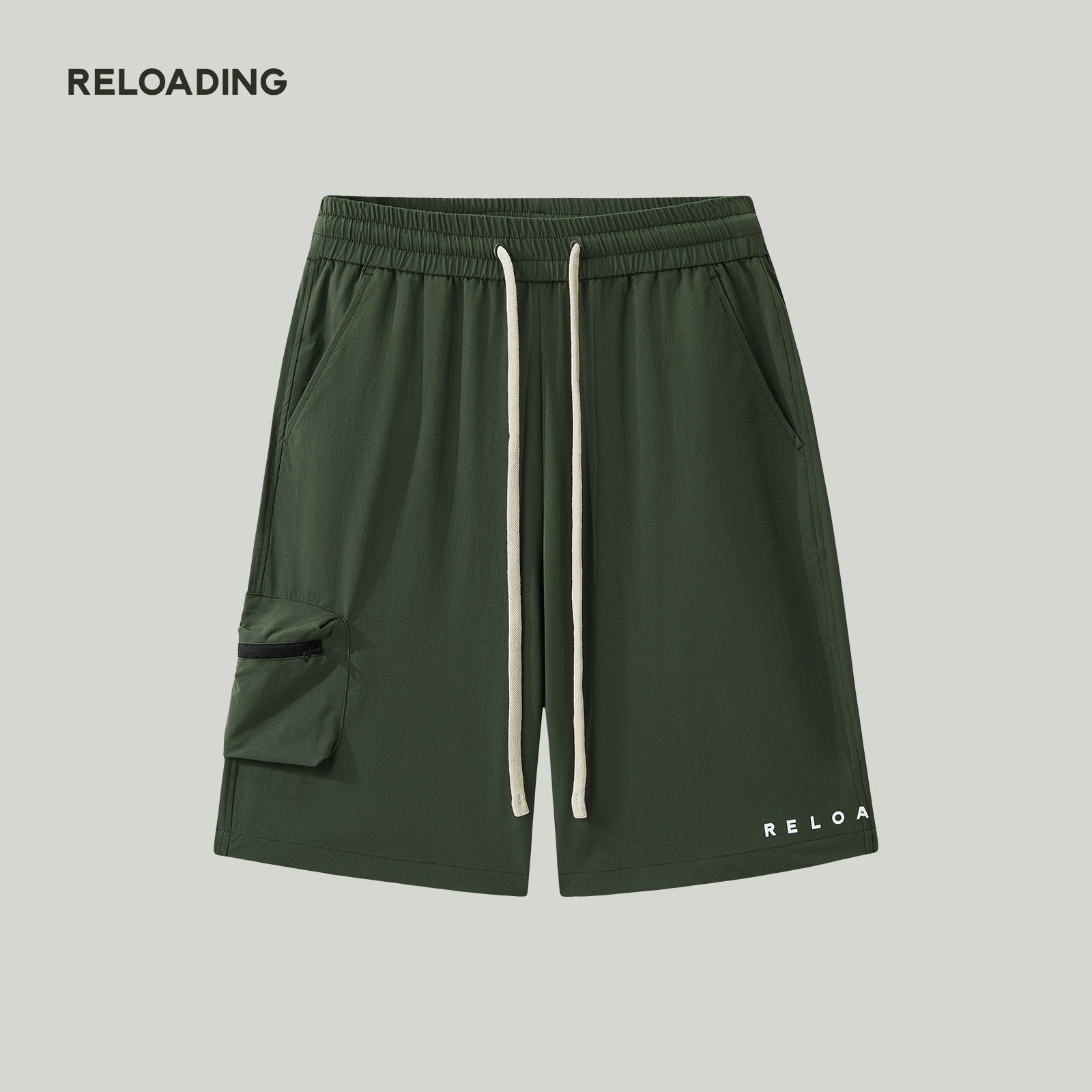 军绿S字母印花立体拉链口袋休闲短裤男裤（颜色尺码不可更改）