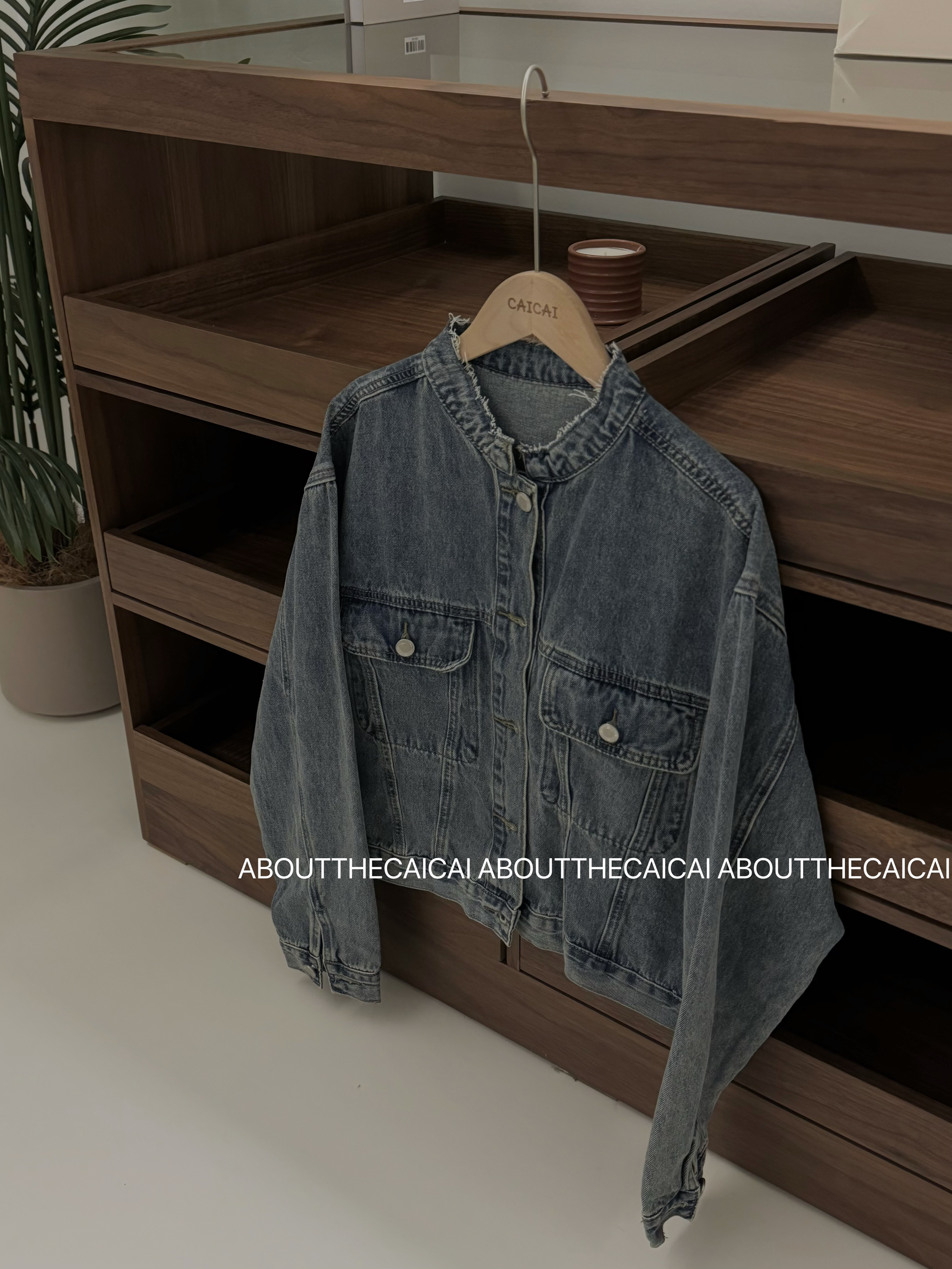 【毛边牛仔】CAICAI 简约复古水洗做旧休闲通勤百搭牛仔夹克0679