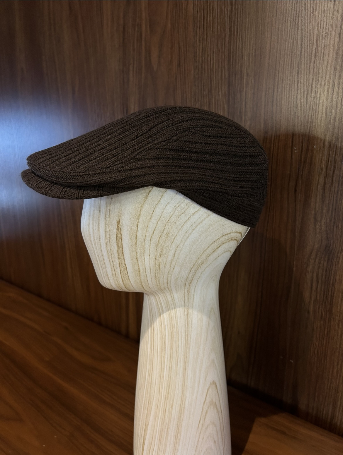 BUS鸭舌帽前进帽针织春秋羊毛复古加厚时尚咖色男女帽子保暖百搭