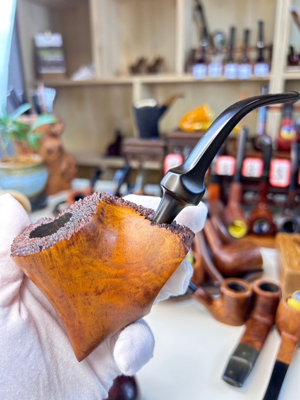 意大利进口石楠木烟斗纯手工制作自由式老斗双瘤皮军插嘴火焰纹
