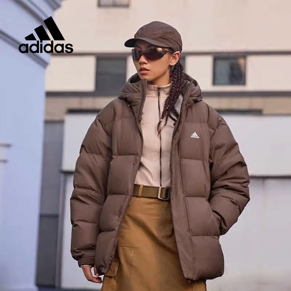 阿迪达斯~羽绒服Adidas新款加厚防风连帽休闲运动服外套JM9127