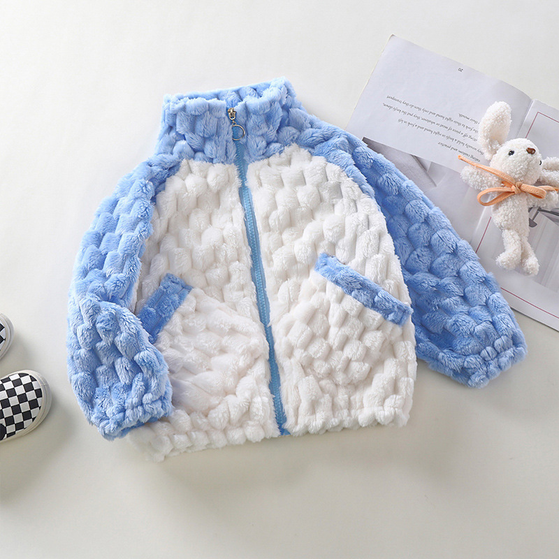新款儿童金龟绒毛毛衣外套秋冬季男女童宝宝韩版保暖立领拉链开衫