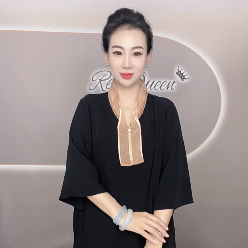 芮欧琨RealQueen【夏季新款】3017韩式欧根纱拼接领阔版气质连衣裙