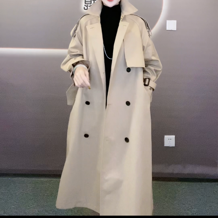 芮欧琨RealQueen【高定系列】3303英伦风双排扣宽松风衣