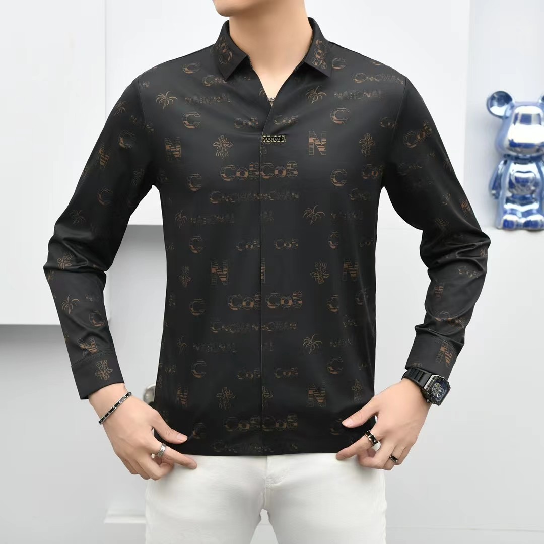 浩哥欧货男士长袖洋气上衣休闲春秋款无痕百搭潮流商务轻奢修身