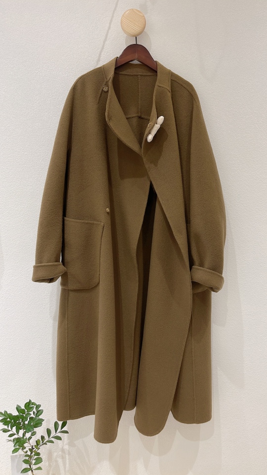 文艺纯羊毛双面呢宽松气质手缝长大衣女装长毛呢外套C312331