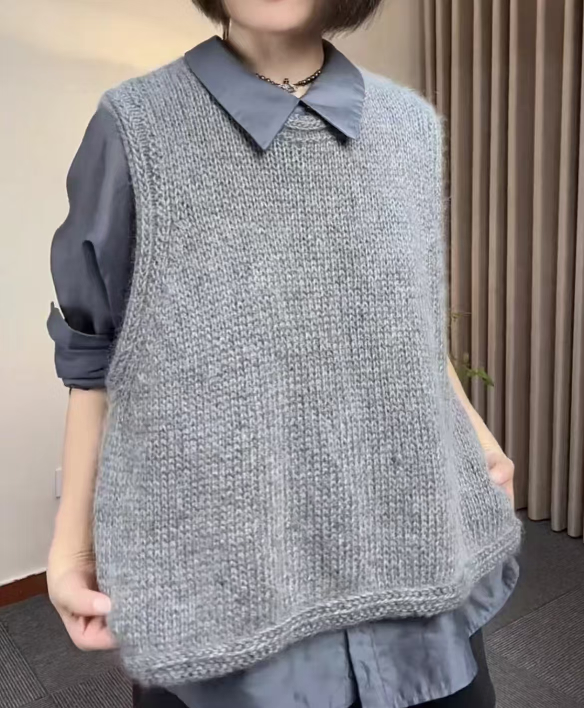 中股针马甲 金葱马海毛手编线（一团一两）