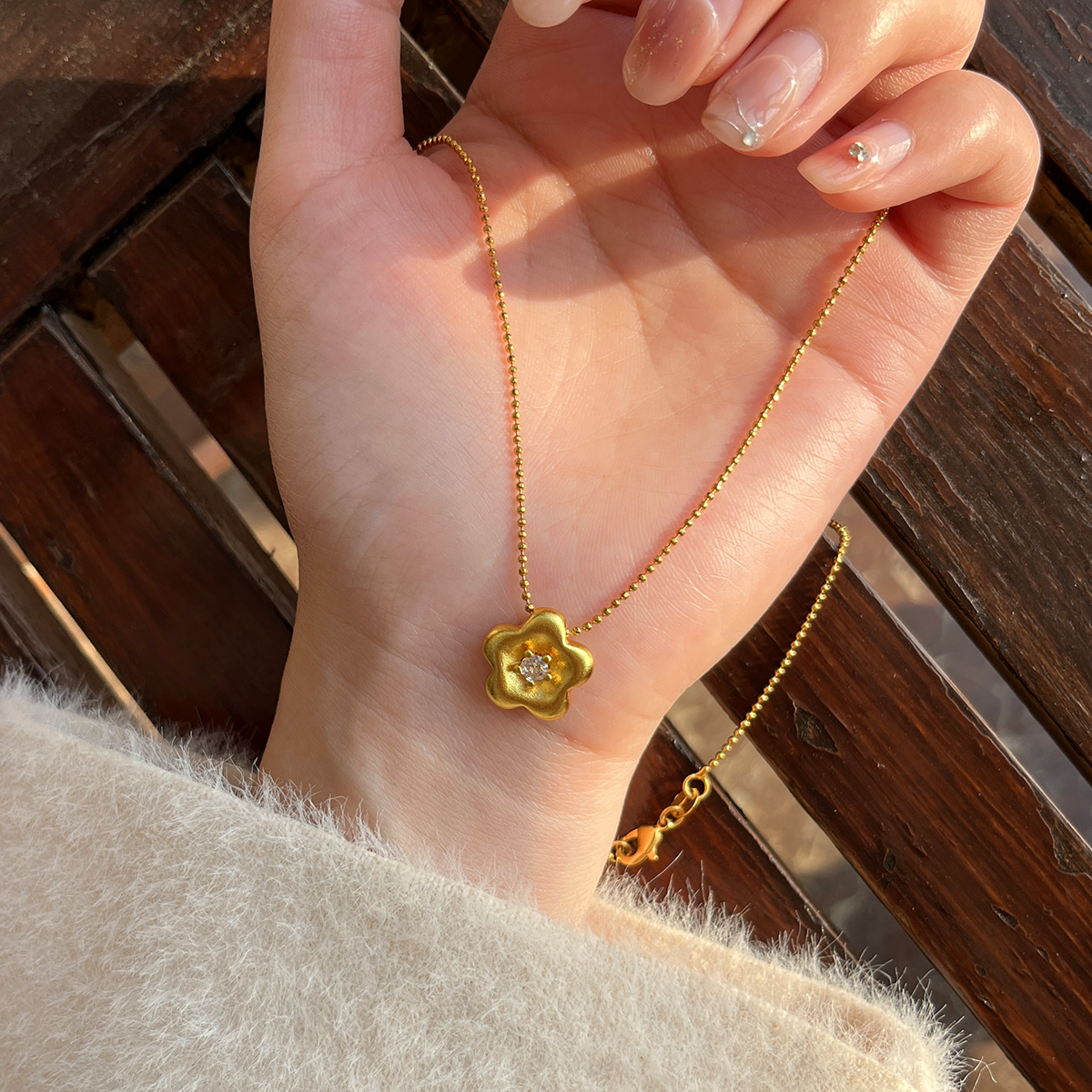 铜合金项链 【镶钻小金花】气质百搭女士锁骨链轻奢时尚小花吊坠