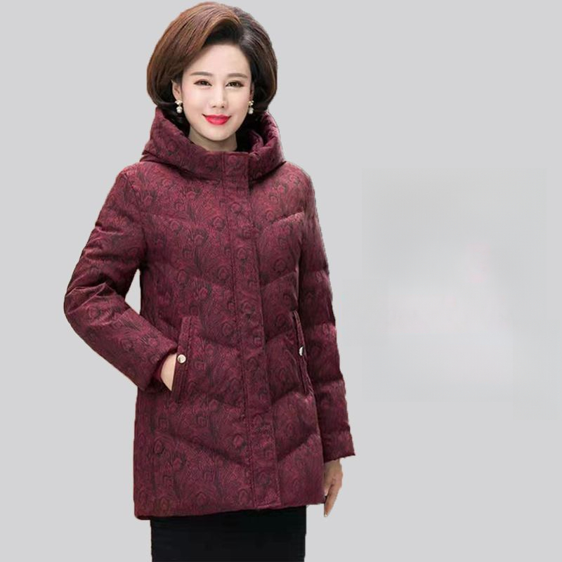 羽绒衣羽绒衣中老年羽绒服女士反季加厚防寒保暖白鸭绒大码宽松妈
