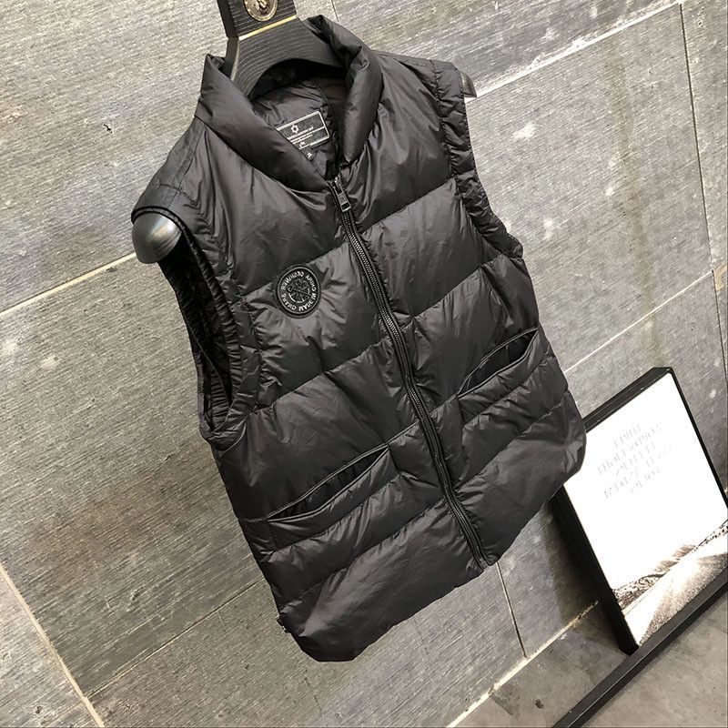 时尚款羽绒衣潮牌男士秋冬季新款休闲棉服马甲修身时尚坎肩棉衣背